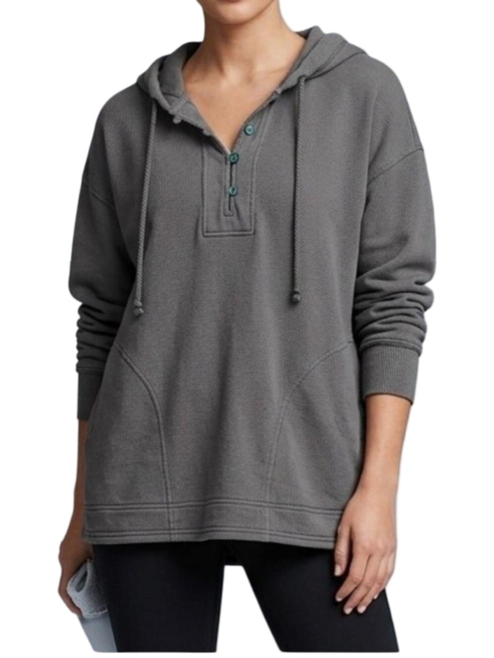aerie Women’s Gray Oversized Pullover Hoodie Henley Sweatshirt Size Small EUC